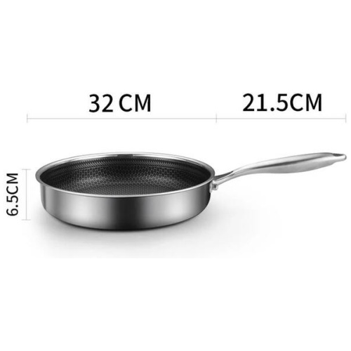 316 Stainless Steel Frying Pan Non-Stick Cooking Frypan Cookware 32cm Honeycomb Single Sided without lid