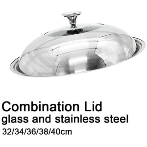 34cm Stainless steel Lid with Glass Window Frypan Casserole Pot Wok Replacement