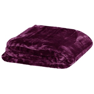 375gsm 1 Ply Solid Faux Mink Blanket Queen 200x240 cm Plum