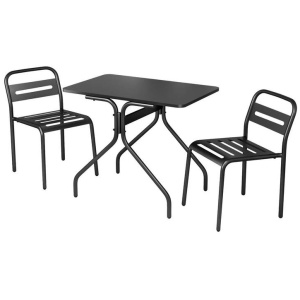 3PC Outdoor Bistro Set Patio Furniture Steel Table and Chairs Black
