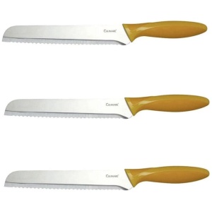 3Pc Set 20.5cm Culinare Bread Knife Stainless Steel Kitchen Chef with Cover