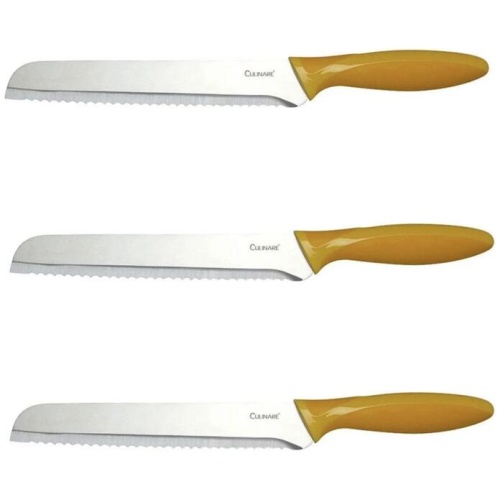 3Pc Set 20.5cm Culinare Bread Knife Stainless Steel Kitchen Chef with Cover