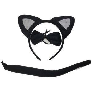 3pcs Set Animal Costume Dress Up Party Bow Tie Tail Ears Book Week - Black Cat