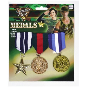 3x Army Solider Medals Combat Party Costume Halloween Fancy Dress Replica
