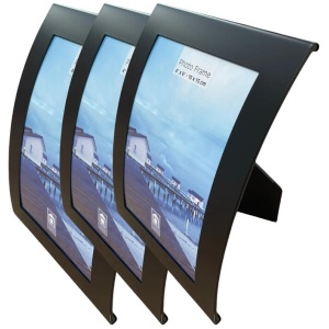 3x Curve Picture Photo Frame Curved Aluminium Portrait 10cm x 15cm (4"x6") - Black
