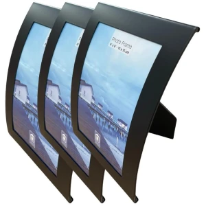 3x Curve Picture Photo Frame Curved Aluminium Portrait 10cm x 15cm (4"x6") - Black