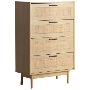4 Chest of Drawers Rattan Tallboy Pine - BRIONY