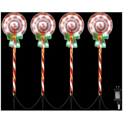 4 PCS Christmas Lights Path Ground Light Garden Decorations 68 LED Jingle Jollys