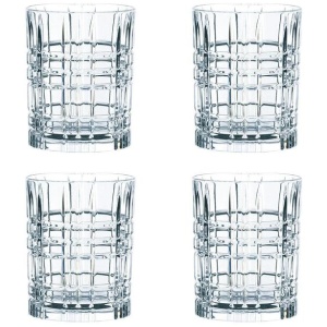 4 Piece Crystal Square Whisky Tumbler Set Size 345ml by Nachtmann