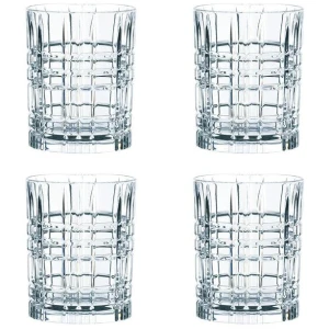 4 Piece Crystal Square Whisky Tumbler Set Size 345ml by Nachtmann