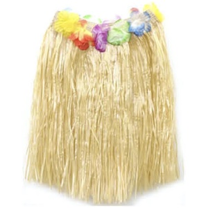 40cm HAWAIIAN HULA SKIRT Tropical Costume Dress Lei Grass Flower Party Adult - Natural