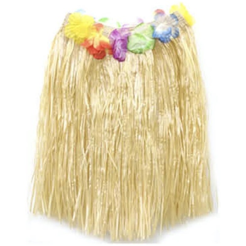 40cm HAWAIIAN HULA SKIRT Tropical Costume Dress Lei Grass Flower Party Adult - Natural