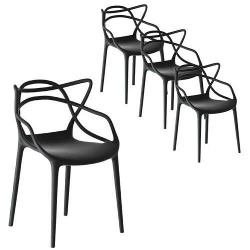 4PC Outdoor Dining Chairs PP Portable Stackable Chair Patio Furniture
