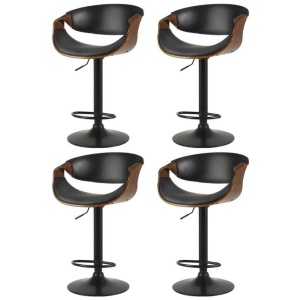 4x Bar Stools Gas Lift Leather w/Armrest