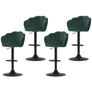 4x Bar Stools Gas Lift Velvet Green