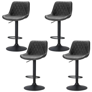 4x Bar Stools Gas Lift Vintage Leather Black