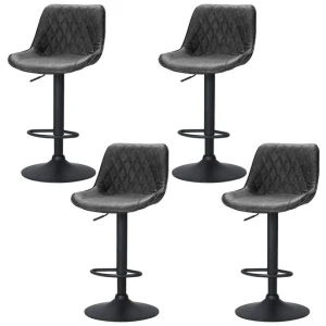 4x Bar Stools Gas Lift Vintage Leather Black