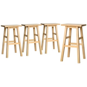 4x Bar Stools Kitchen Chairs Wooden Nature