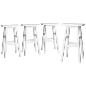4x Bar Stools Kitchen Chairs Wooden White