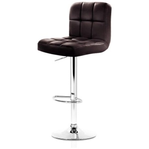 4x Bar Stools Leather Gas Lift Brown