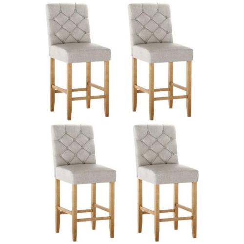 4x Bar Stools Linen Upholstered Chairs