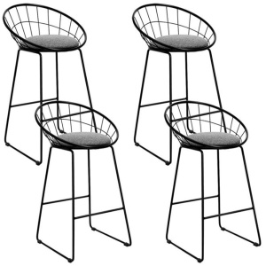 4x Bar Stools Padded Seat Metal