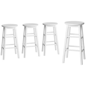 4x Bar Stools Round Chairs Wooden White