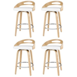 4x Bar Stools Swivel Dining Chairs Low Back Counter Seat PU Cushion