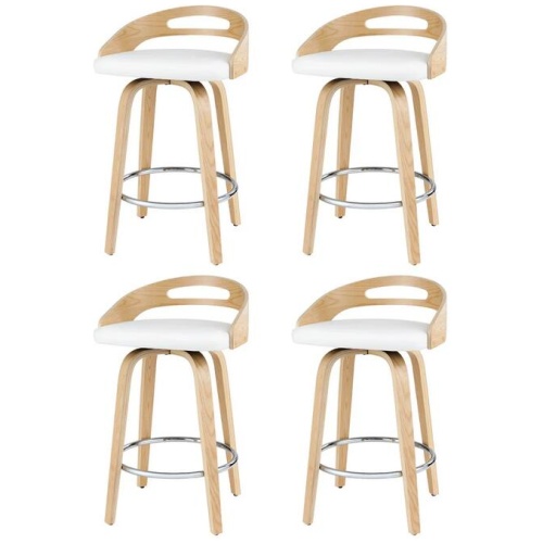 4x Bar Stools Swivel Dining Chairs Low Back Counter Seat PU Cushion