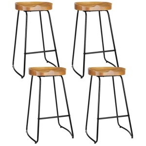 4x Bar Stools Tractor Seat 75cm Wooden