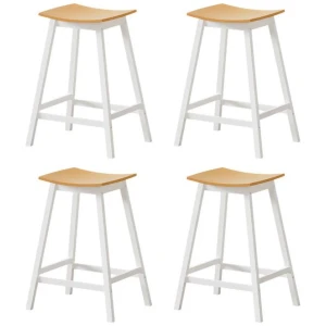 4x Bar Stools Wooden Chairs Oak