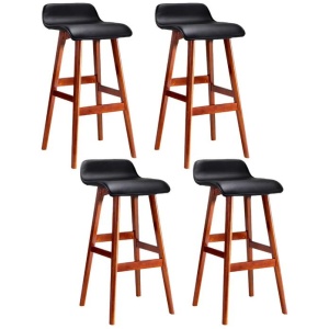 4x Bar Stools Wooden Stool Black