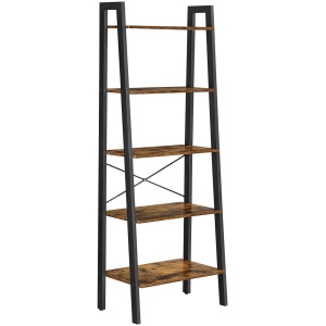 5-Tier Industrial Bookcase, Rustic Brown