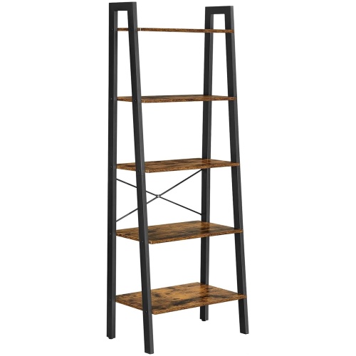5-Tier Industrial Bookcase, Rustic Brown