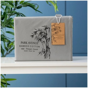 500 TC Bamboo Cotton Charcoal Split Queen Sheet Set by Park Avenue