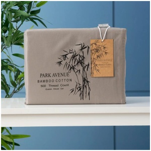 500 TC Bamboo Cotton Pewter Split Queen Sheet Set by Park Avenue