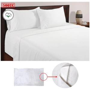 500TC 100% Cotton Sheet Set White Queen