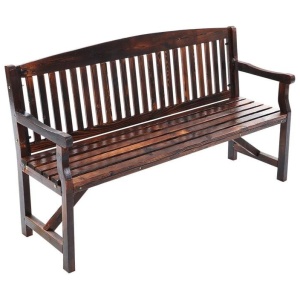 5FT Outdoor Garden Bench Wooden 3 Seat Chair Patio Furniture Charcoal