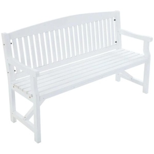 5FT Outdoor Garden Bench Wooden 3 Seat Chair Patio Furniture White