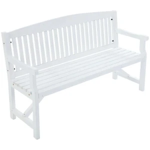 5FT Outdoor Garden Bench Wooden 3 Seat Chair Patio Furniture White