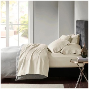 600 TC Egyptian Cotton Sateen Oatmeal Sheet Set Deep Queen by Park Avenue
