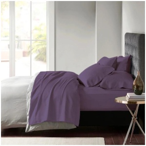 600 TC Egyptian Cotton Sateen Plum Sheet Set Deep Queen by Park Avenue