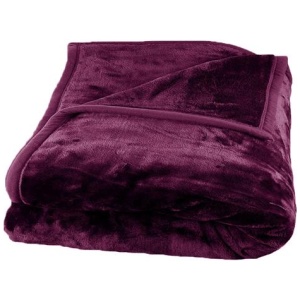 675gsm 2 Ply Solid Faux Mink Blanket Queen 200x240 cm Plum