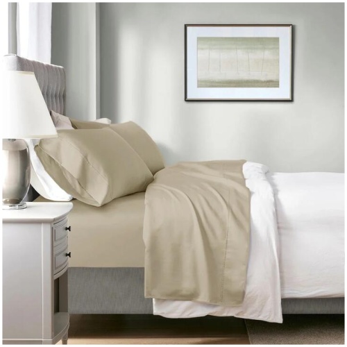 700 TC Tencel Lyocell Fibre & Cotton Bone King Single Sheet Set by Renee Taylor