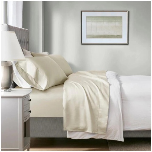 700 TC Tencel Lyocell Fibre & Cotton Ivory Deep Queen Sheet Set by Renee Taylor