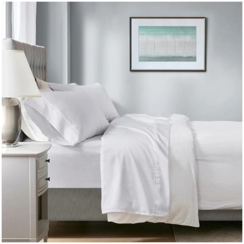 700 TC Tencel Lyocell Fibre & Cotton White Deep Queen Sheet Set by Renee Taylor