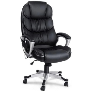 8 Point Massage Office Chair Heated Seat PU Black