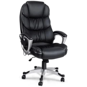 8 Point Massage Office Chair Heated Seat PU Black