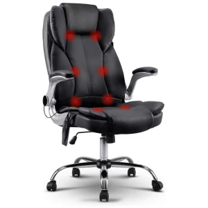 8 Point Massage Office Chair PU Leather Black