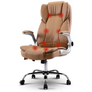 8 Point Massage Office Chair PU Leather Espresso